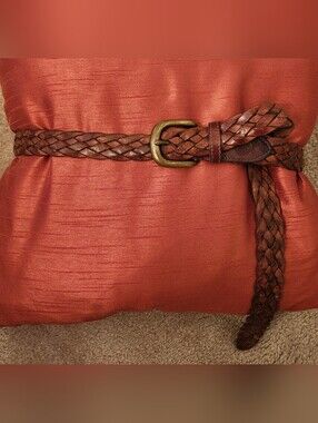 Tommy Hilfiger Brown Leather Woven Belt-Unisex